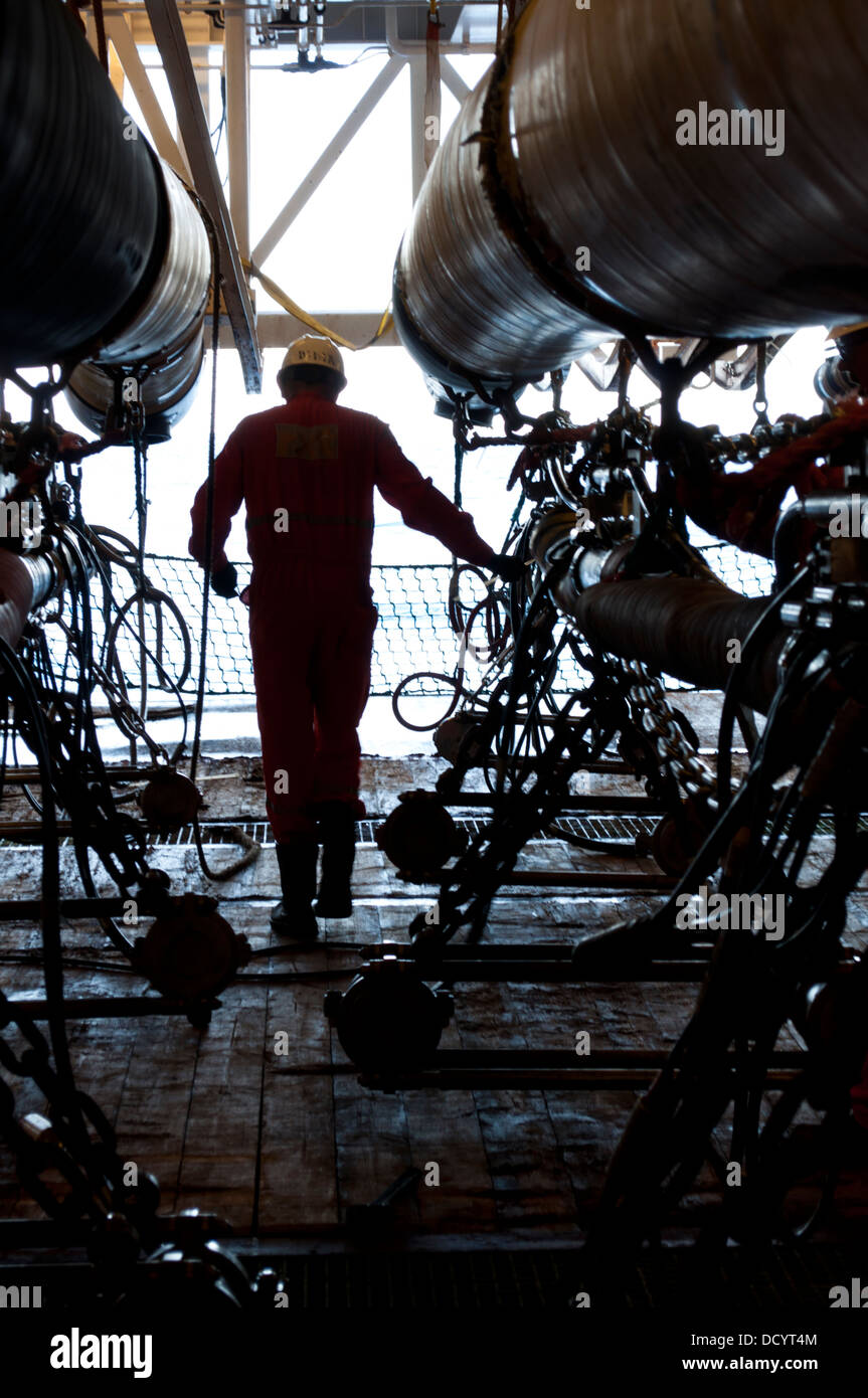 Gun Mechanics working on Seismic Air guns at Gun Deck in the seismic