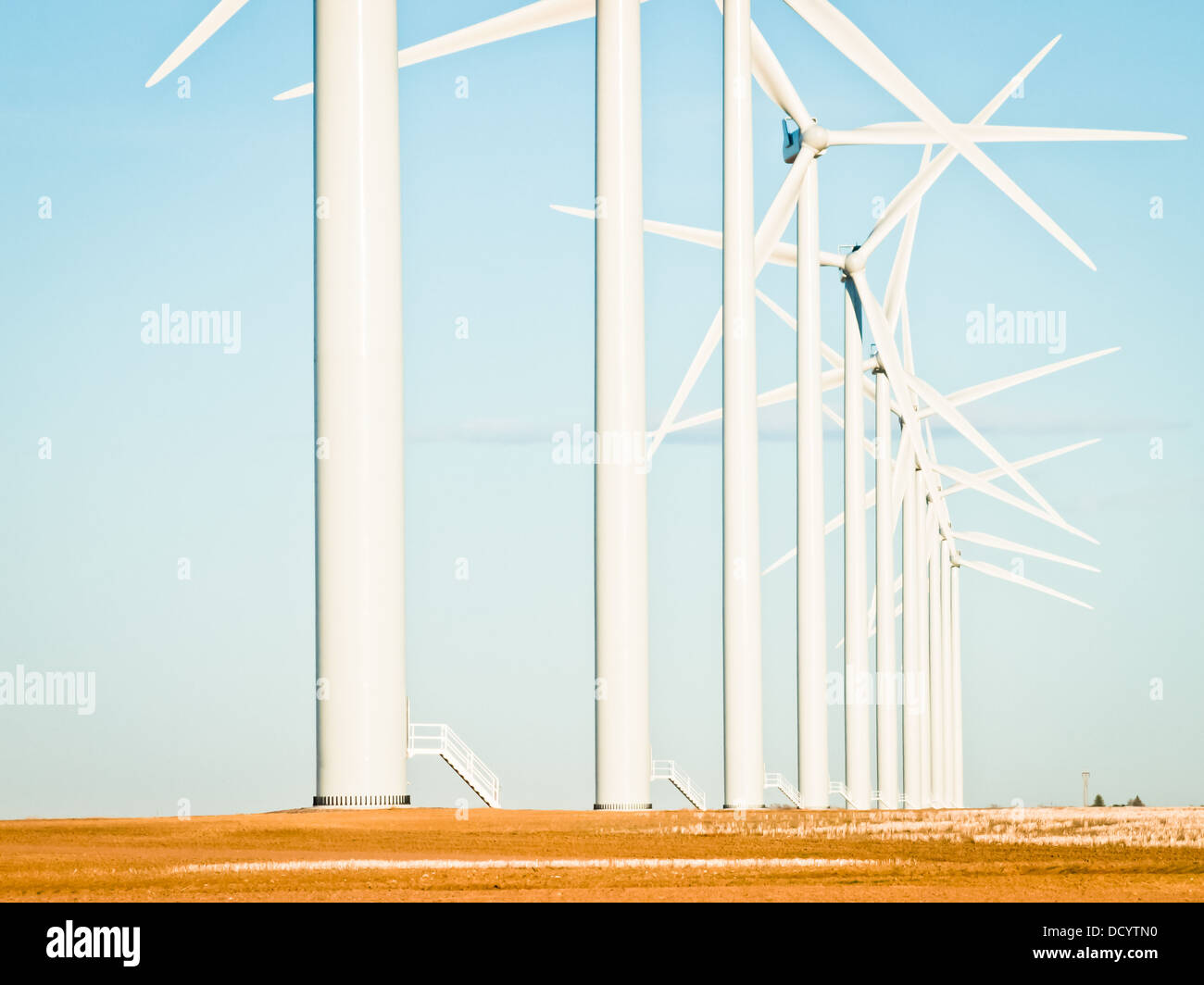 Wind turbines farm at sunset in Limon, Colorado Stock Photo Alamy