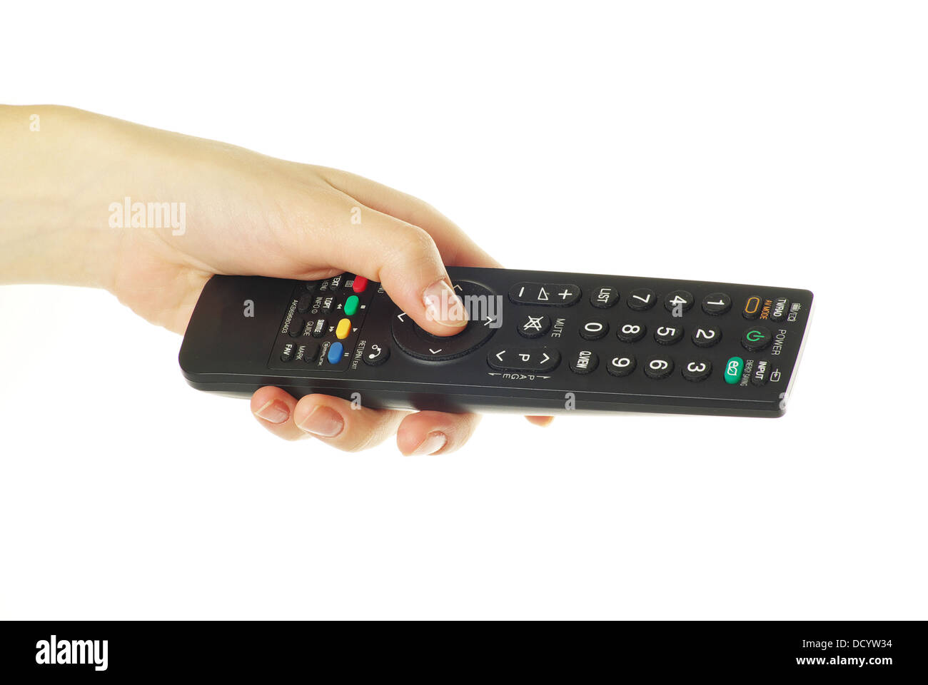 remote control in hand Stock Photo Alamy