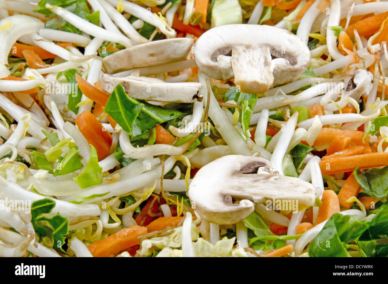 stir fry with sliced mushrooms Stock Photo Alamy