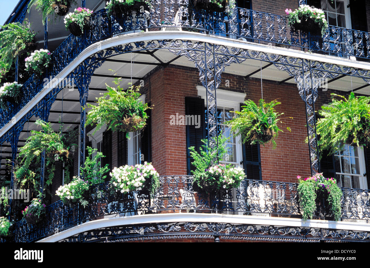 The French Quarter is noted for its lovely decorative iron balconies