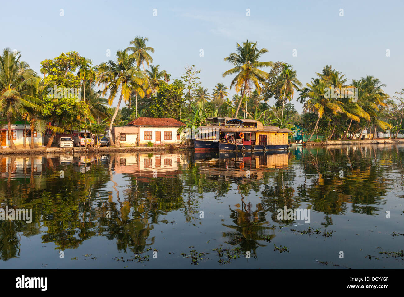 Cruise houseboats on the lakes of Kerala. South India Stock Photo