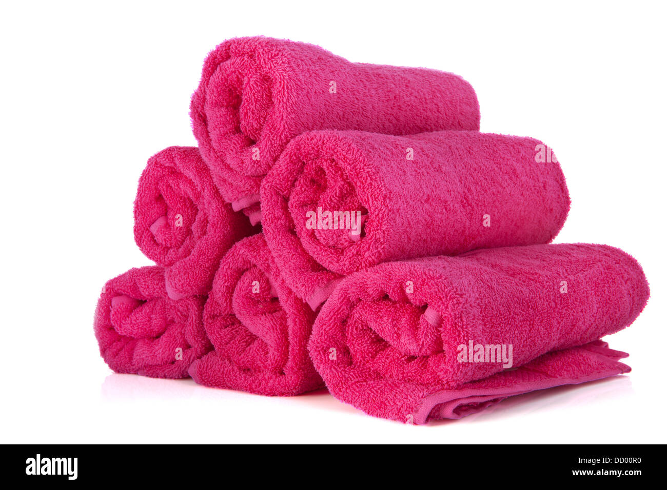 Rolled pink towels Stock Photo Alamy