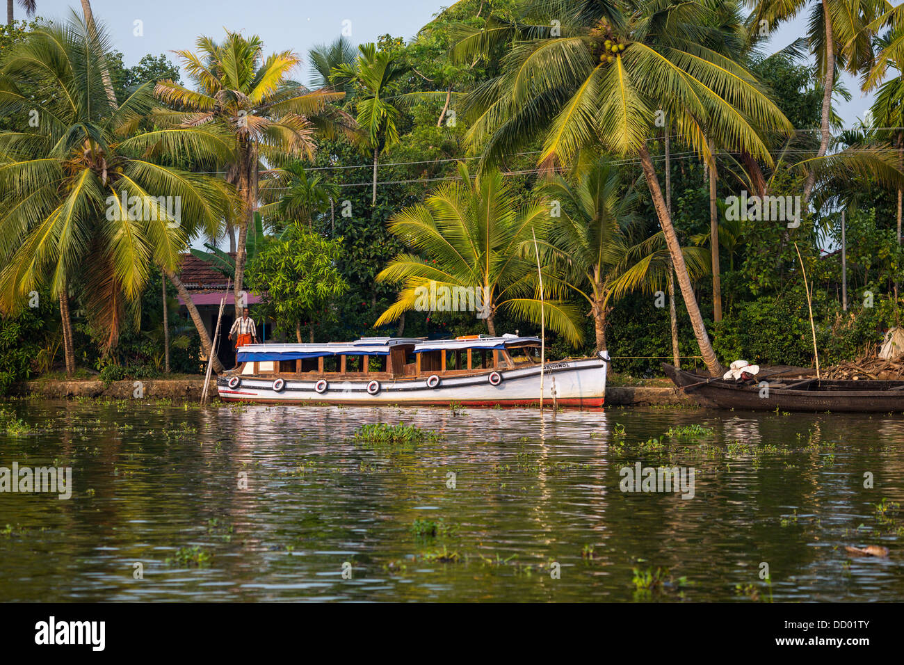 Cruise houseboats on the lakes of Kerala. South India Stock Photo
