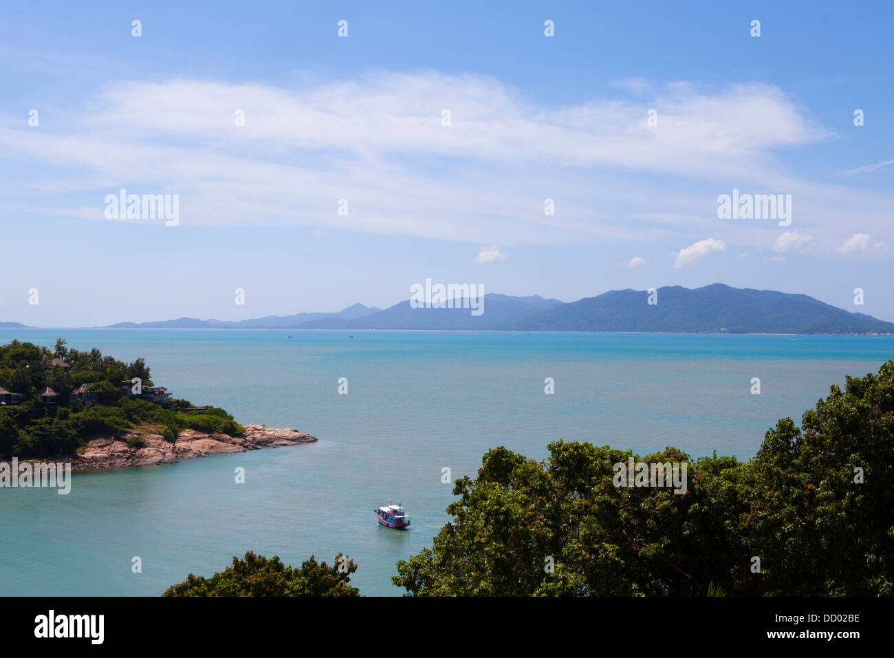 The north of Ko Samui Island with Ko Pangan in the distance in the Gulf of Thailand. Stock Photo
