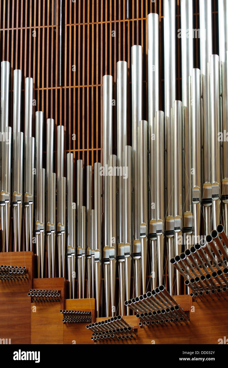 Organ pipes in Our Lady of the Angels Cathedral Stock Photo