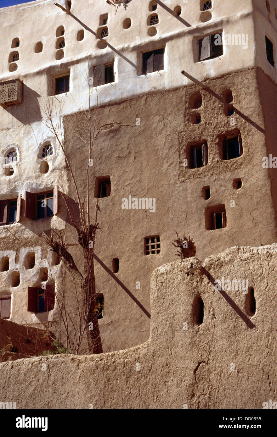 Sada Yemen Traditional Mud House Detail Stock Photo