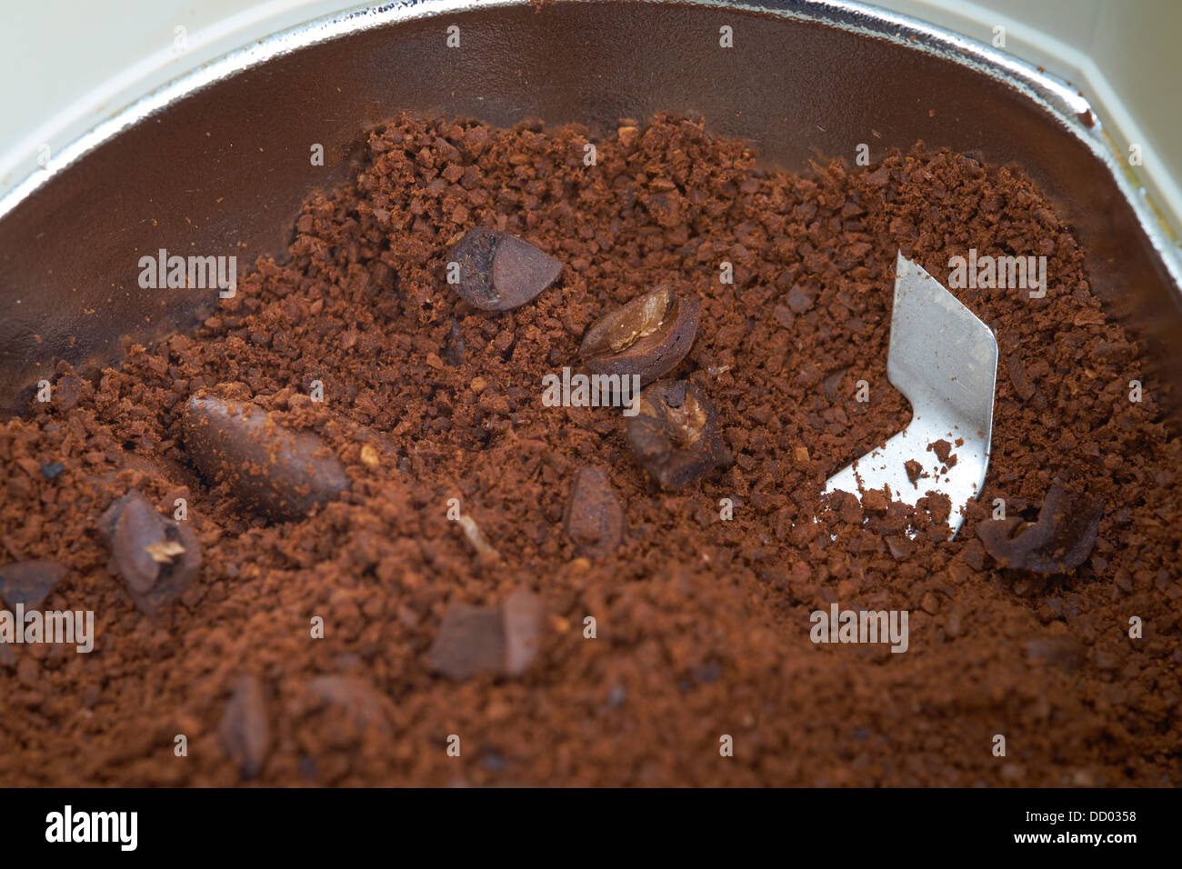 Ground coffee beans in a blender Stock Photo Alamy