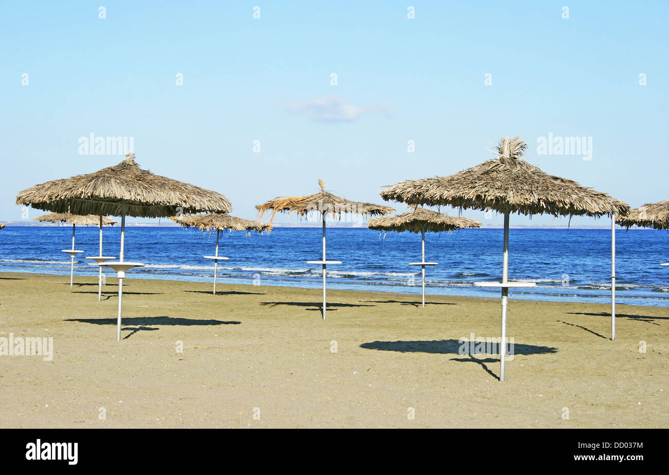 Mediterranean empty beach in autumn, Cyprus. Stock Photo