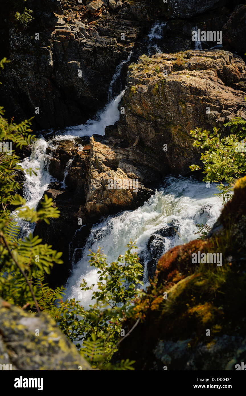 The waterfall Voeringsfossen at Hardangervidda national park, Hordaland, Norway. Stock Photo