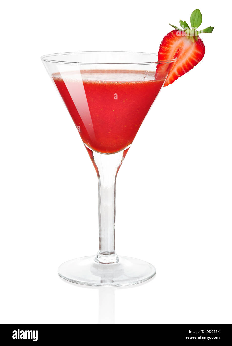 Frozen strawberry daiquiri alcohol cocktail isolated on white