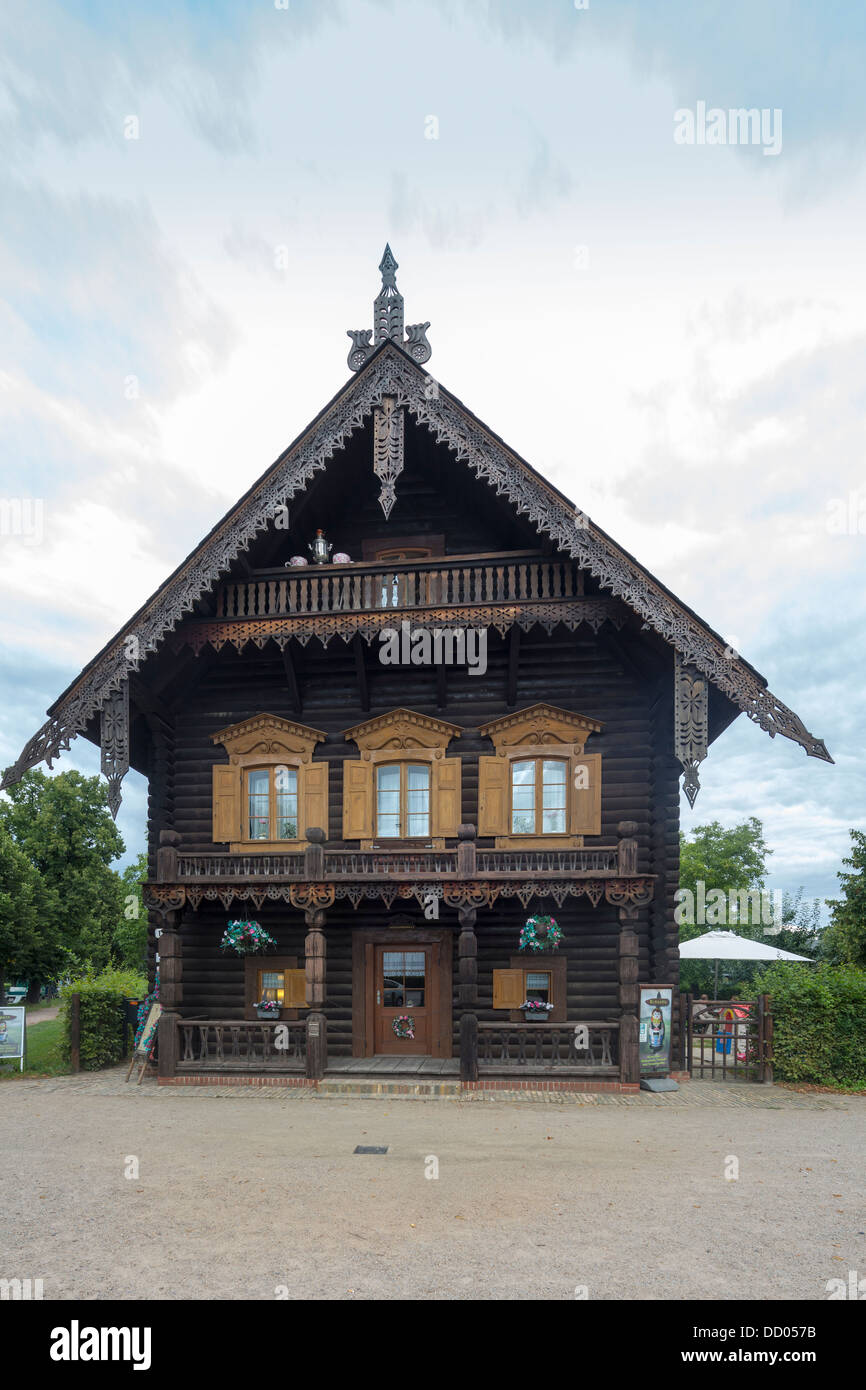 house in Alexandrowka, the Russian Colony in the north of Potsdam, Germany Stock Photo