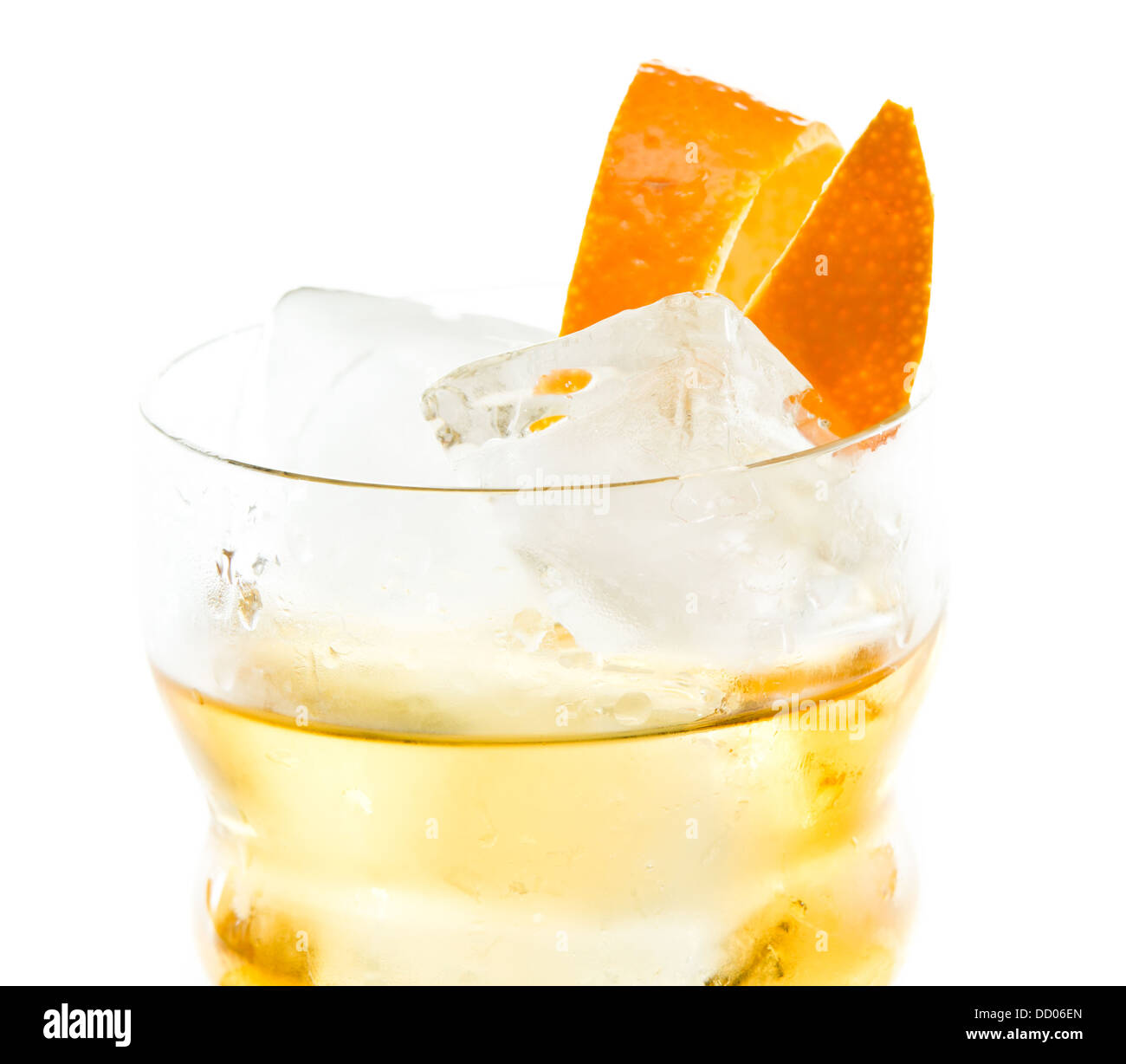 orange twist, cocktail garnish isolated on a white background Stock