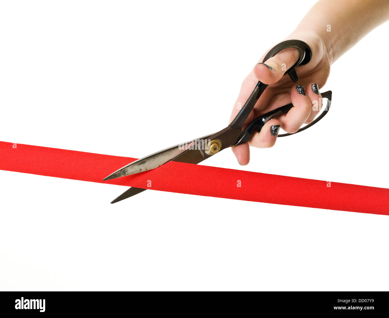 Cutting Red Ribbon Stock Photo - Alamy
