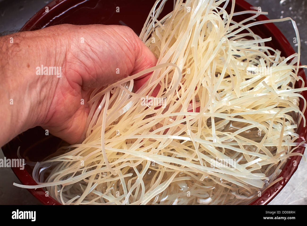 Soaking Chinese Bean Thread Noodles Stock Photo