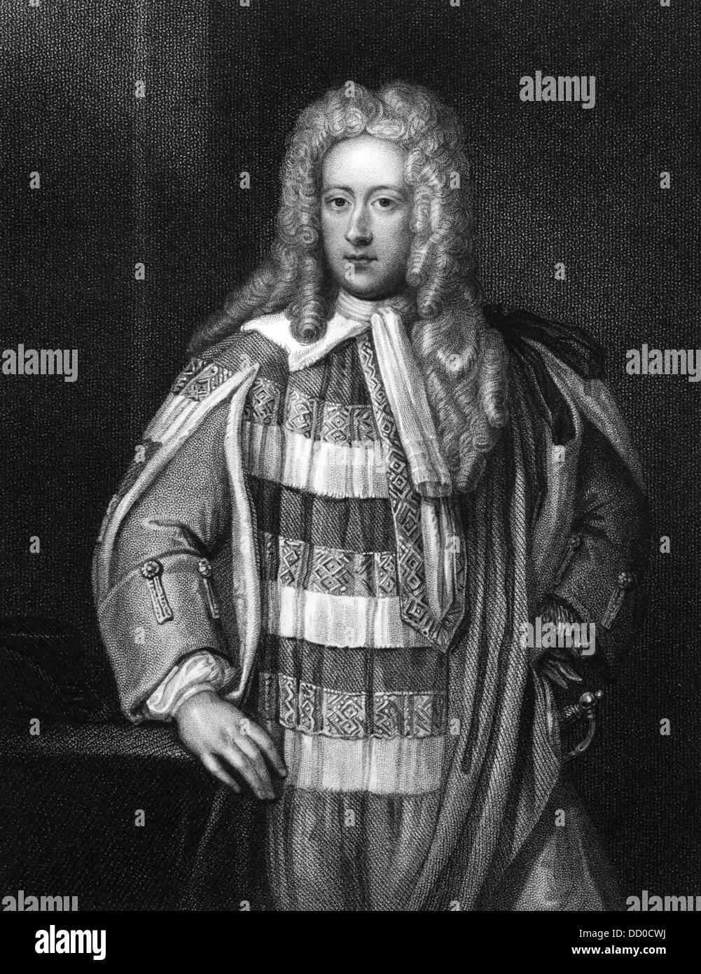 Henry St John,1st Viscount Bolingbroke (1678-1751) on engraving from 1830. Stock Photo