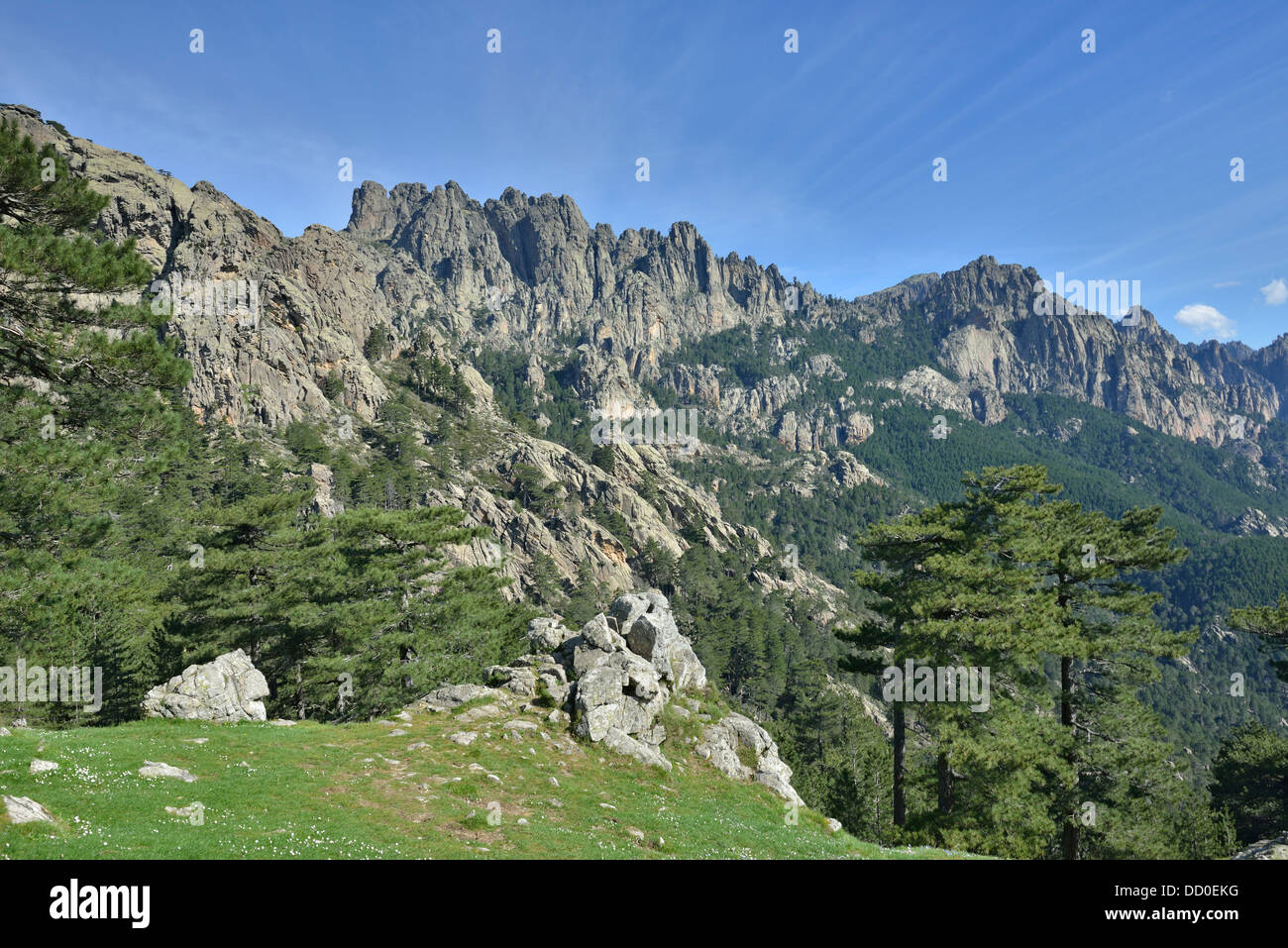 Alta Roca Mountain landscape at Bavella Pass, Alta Rocca Region, Corsica, France ...