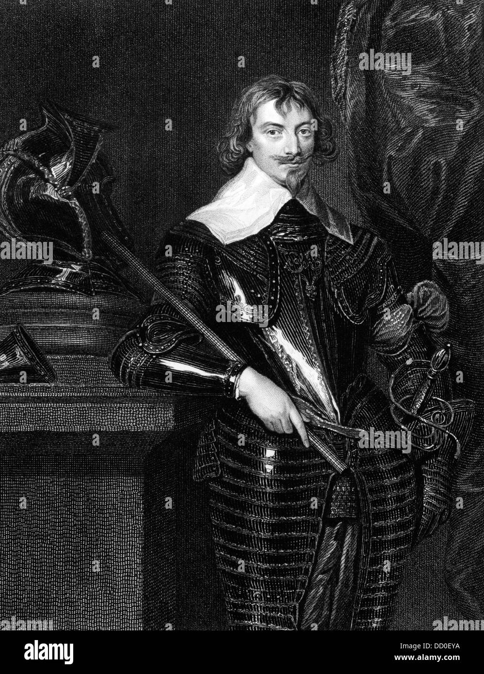 Robert Rich, 2nd Earl of Warwick (1587-1658) on engraving from 1827. English colonial administrator, admiral, and puritan. Stock Photo