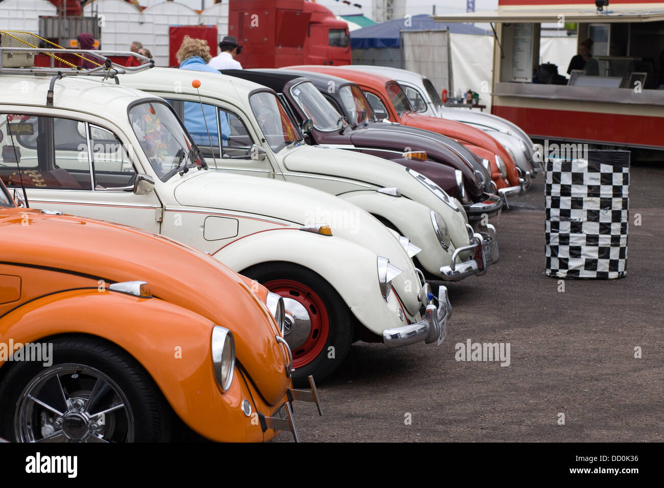 A Row of Volkswagen Beetles at Santa pod Raceway England Stock Photo