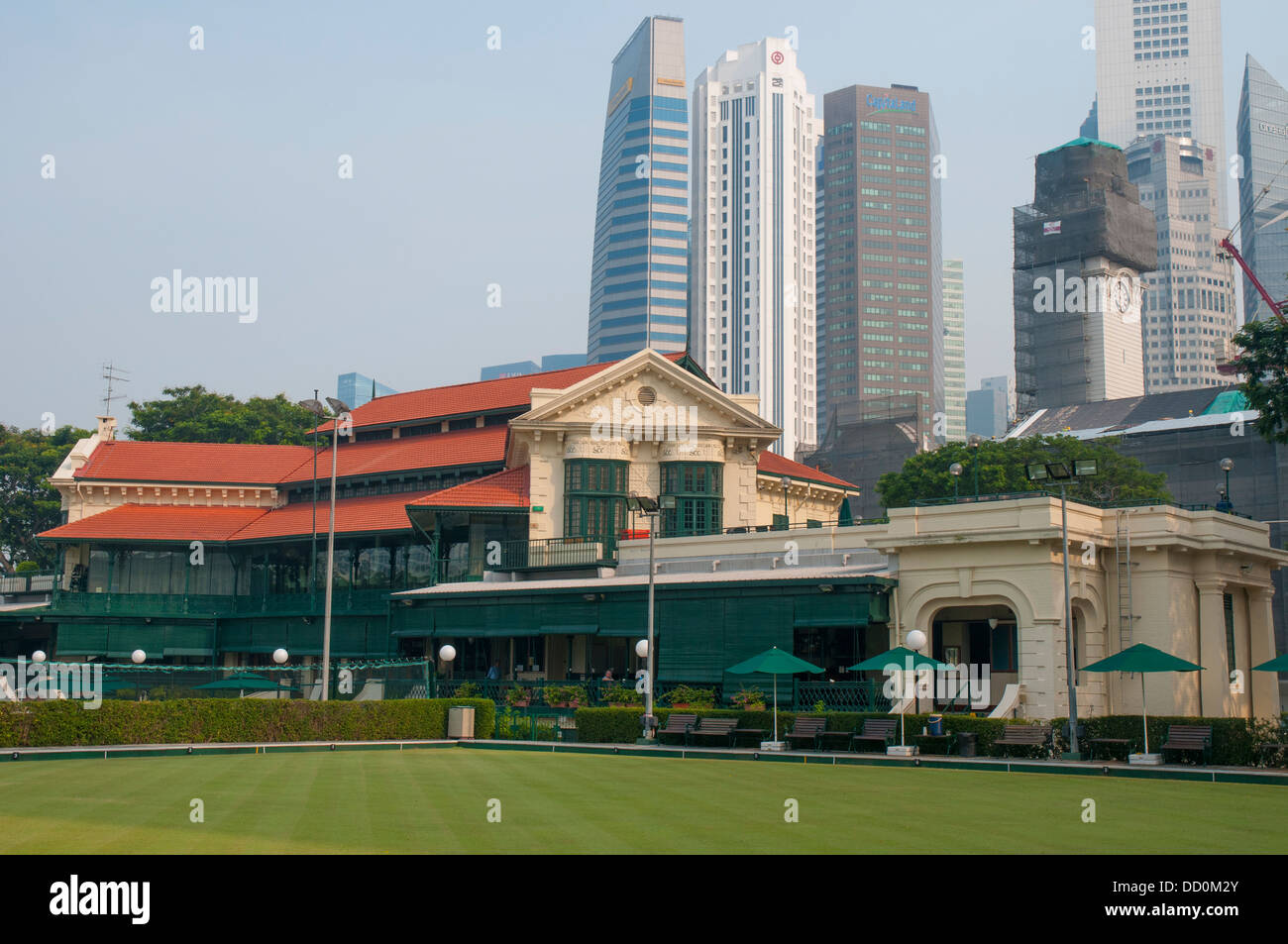 Singapore Cricket Club on the Padang, founded in the 1850s. Stock Photo