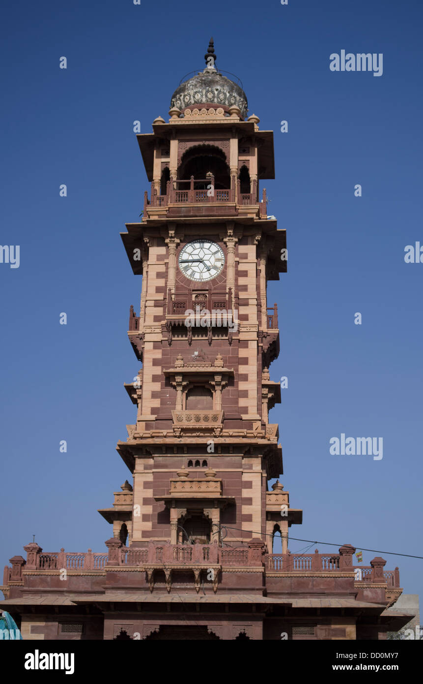 Clock Tower at Sardar Market Jodhpur, Rajashtan, India Stock Photo