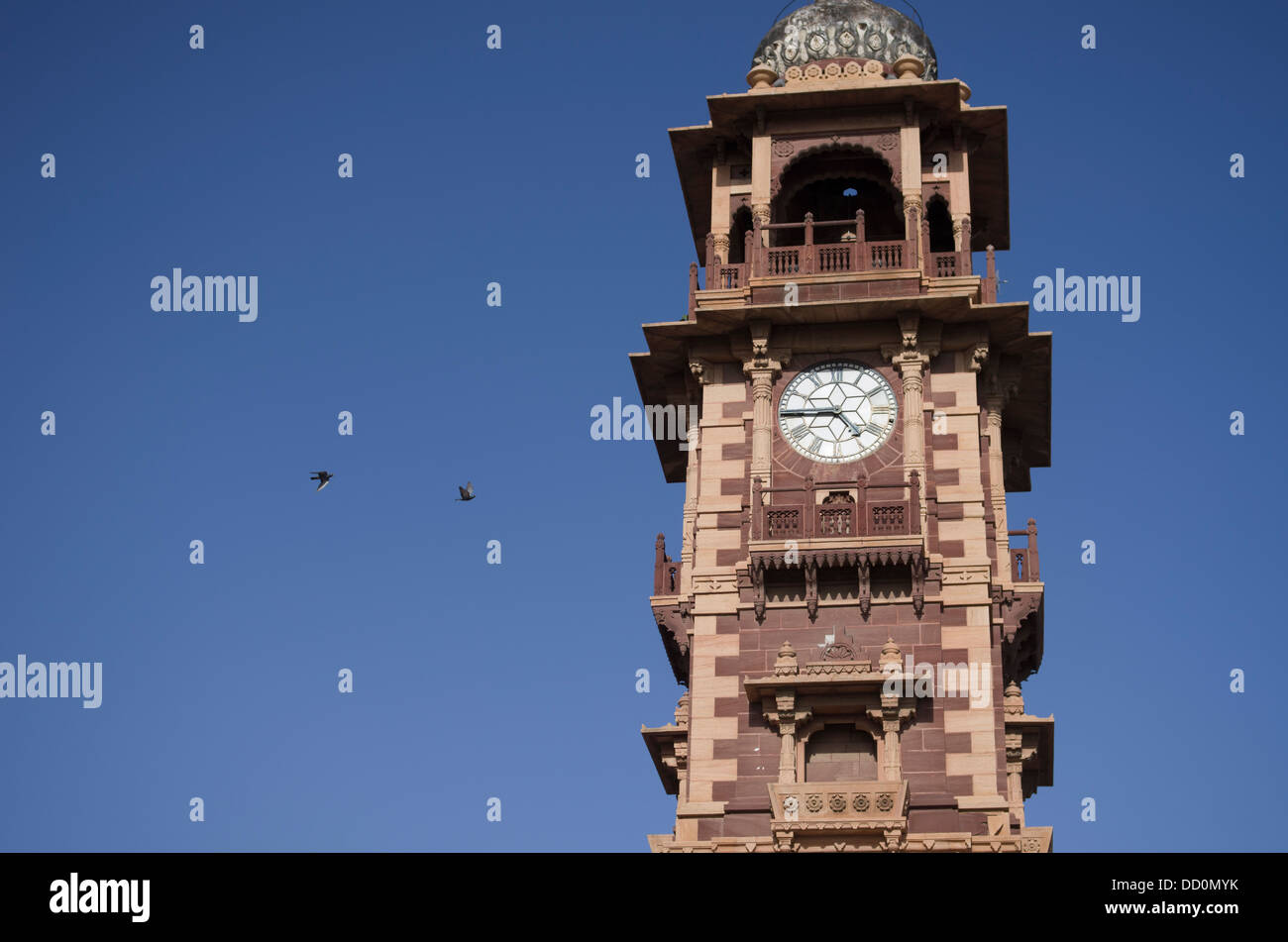 Clock Tower at Sardar Market Jodhpur, Rajashtan, India Stock Photo