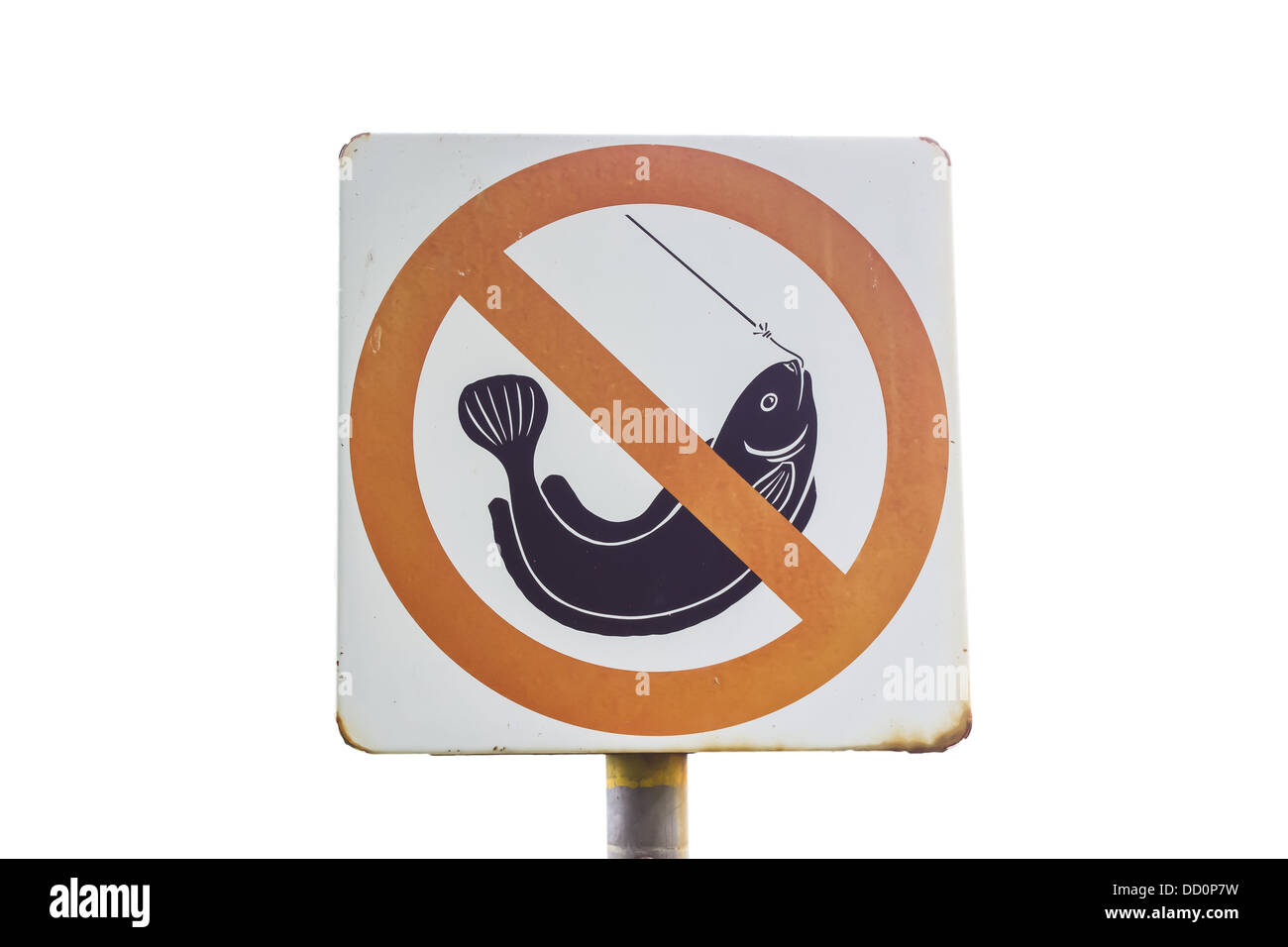 No Fishing Allowed! a sign by the waterfront Stock Photo