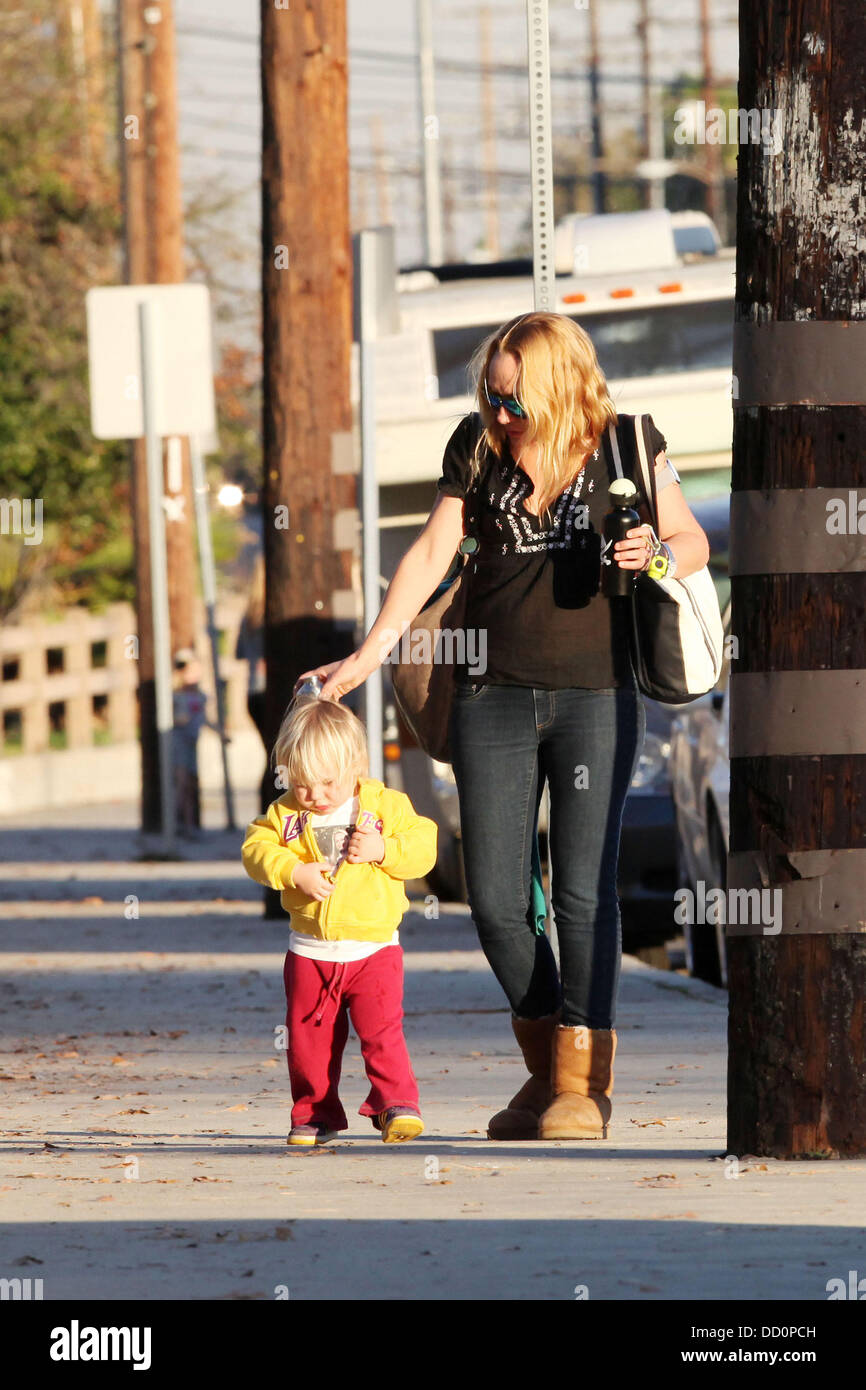 The King of Queens' actress Nicole Sullivan and her son Beckett leave