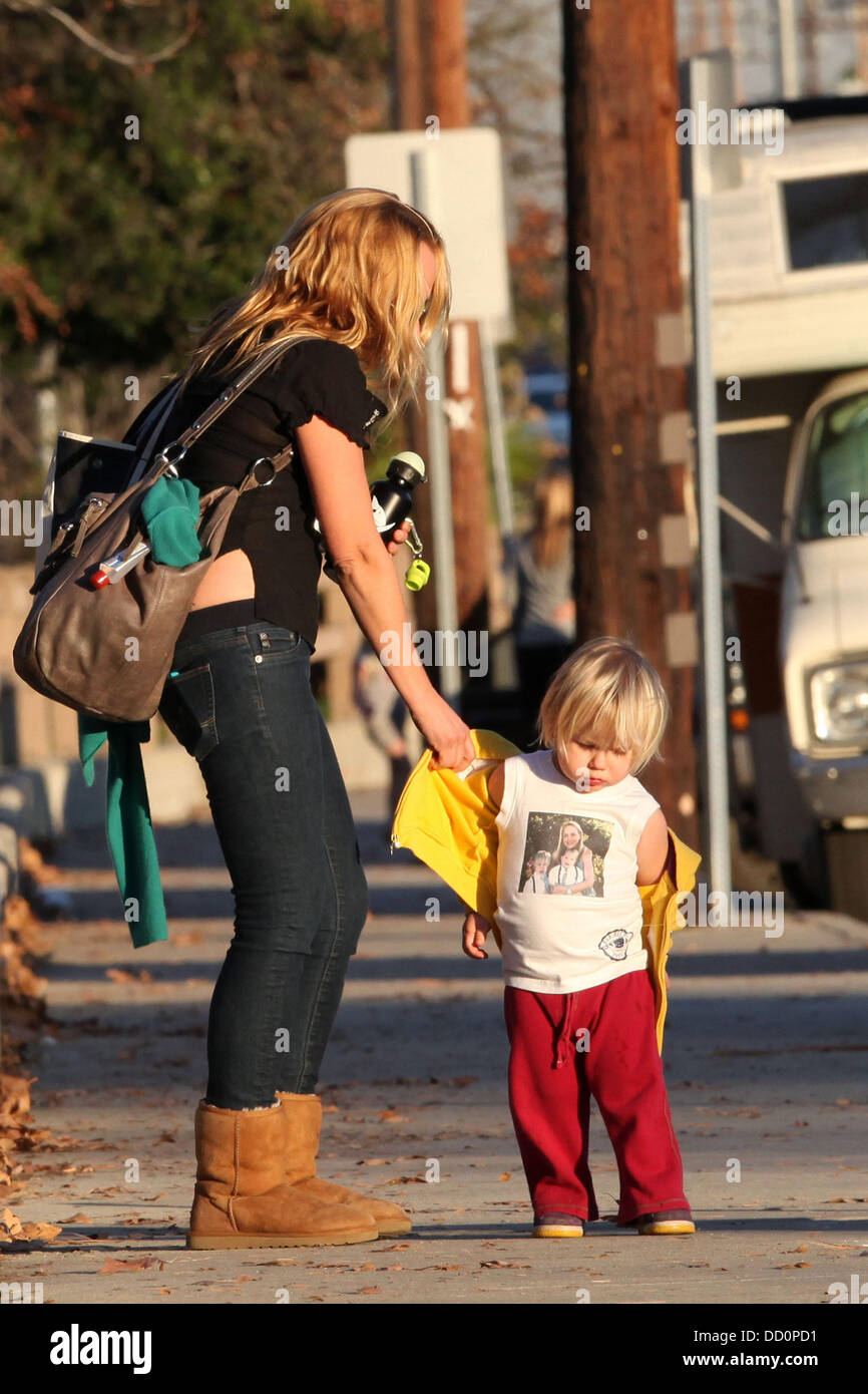 The King of Queens' actress Nicole Sullivan and her son Beckett leave