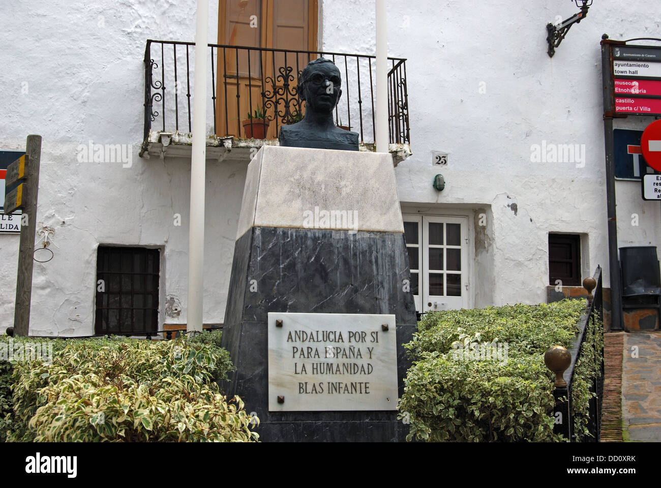 Bust of Blas Infante Perez de Vargas, Casares, Costa del Sol, Malaga Province, Andalucia, Spain, Western Europe. Stock Photo