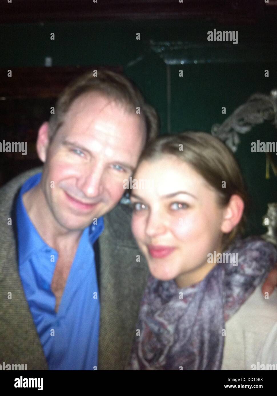 Movie veteran RALPH FIENNES stunned drinkers at a gay bar in New York when he turned up to party the night away.   The Oscar-nominated Schindler's List star spent Tuesday evening (17Jan12) downing shots with a female pal at Cubbyhole in Manhattan's West V Stock Photo