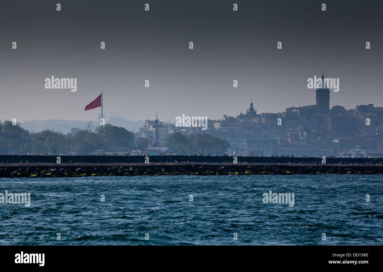 The skyline of the Bosporus including the Galata tower in Istanbul, turkey. Stock Photo
