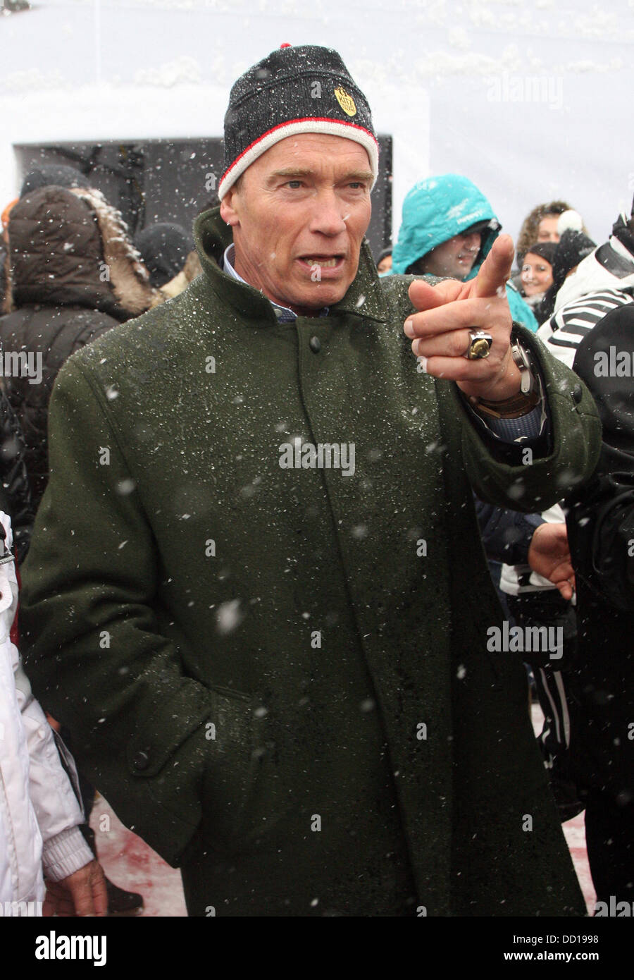 Arnold Schwarzenegger at the Hahnenkamm ski race in the Tyrolean Alps