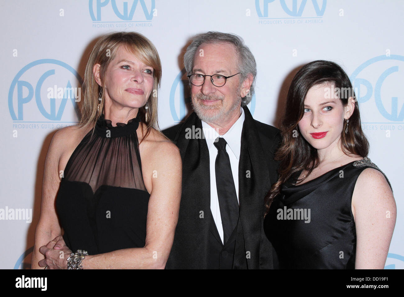 Steven Spielberg Kate Capshaw And Daughter Sasha Spielberg The 23rd Annual Producers Guild Awards Held At The Beverly Hilton Beverly Hills California 21 01 12 Stock Photo Alamy