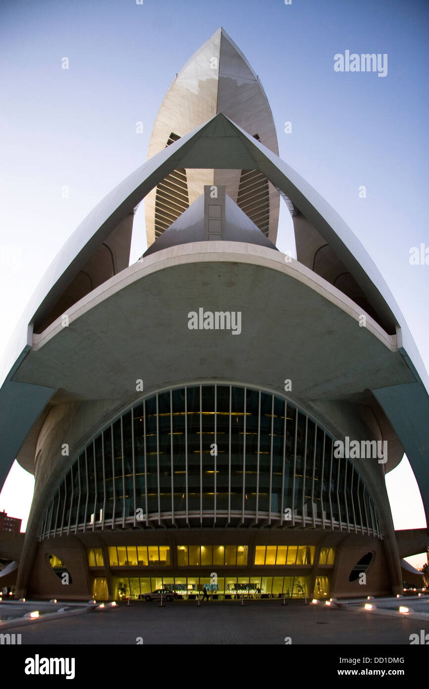 Opera building front, Ciutat de les Arts i les Ciencies, Valencia (Spain), built by Santiago Calatrava. Stock Photo
