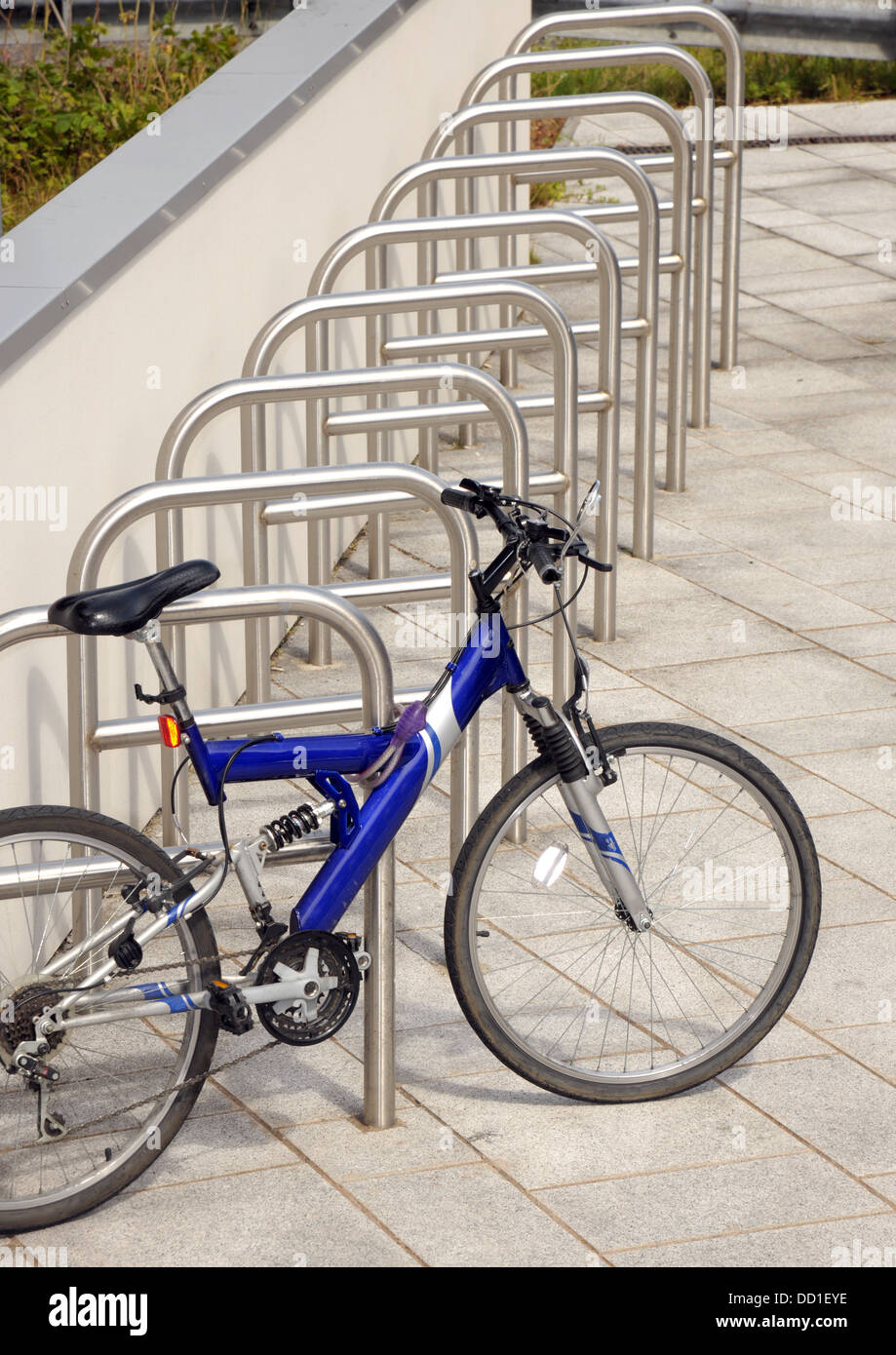 blue bike rack