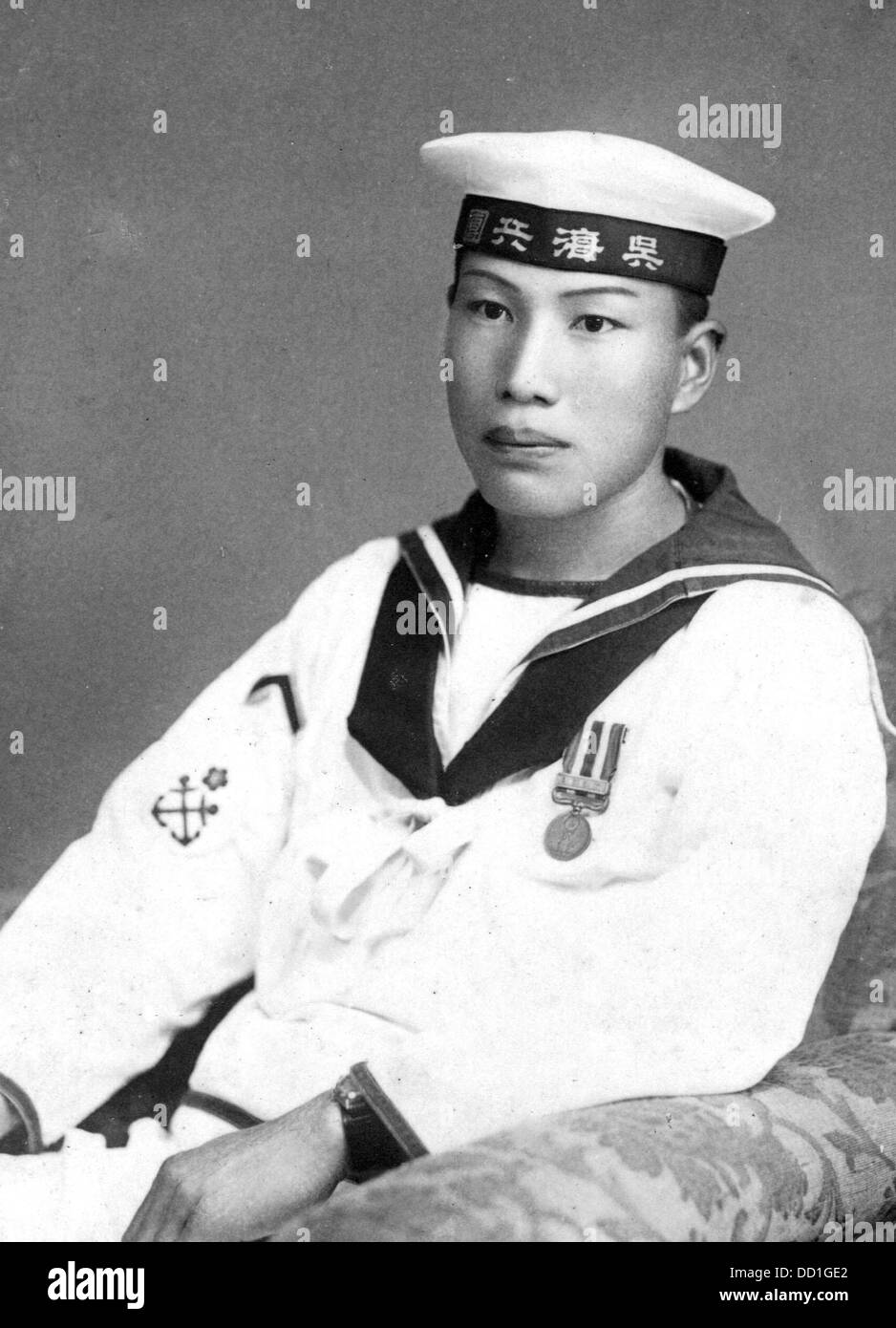 A Japanese sailor of the 1930s 1940s in white summer uniform Stock Photo