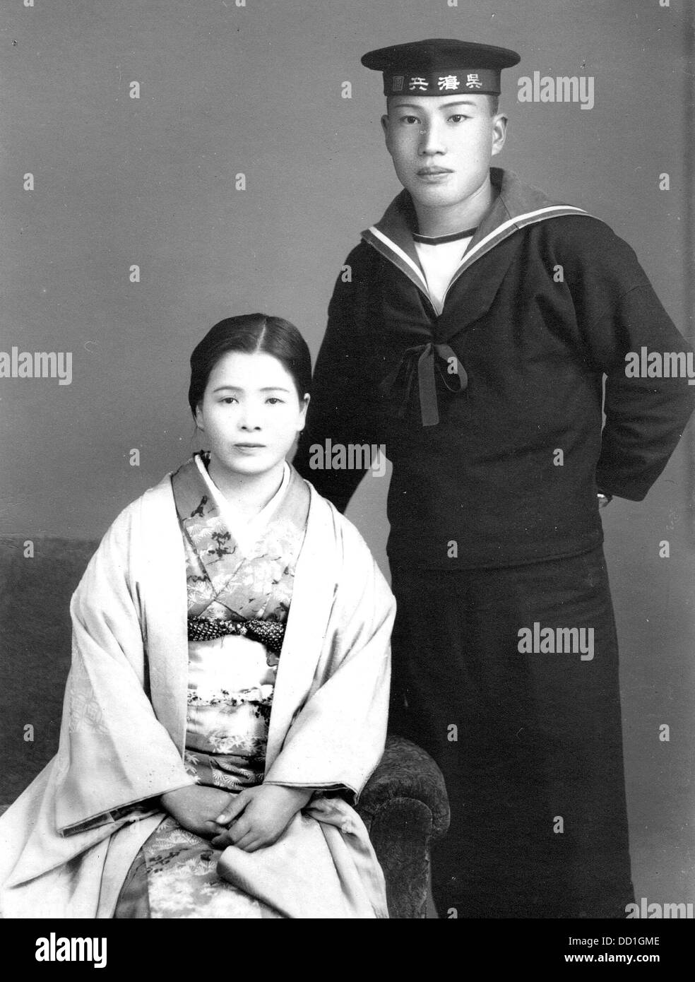 A Japanes sailor and his wife 1930s 1940s Stock Photo