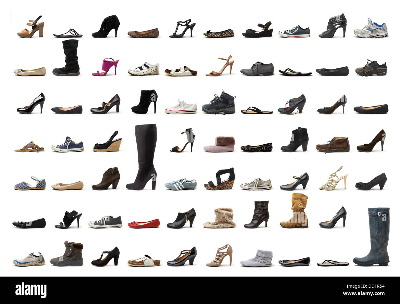Ladies Shoe Collection Womens montage of shoes Girls Stock Photo