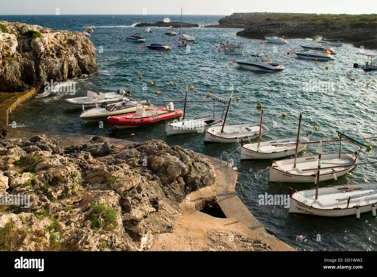 Binibeca Vell, (fishermen village). San Luis, Minorca, Balearic Islands, Spain, Europe Stock Photo