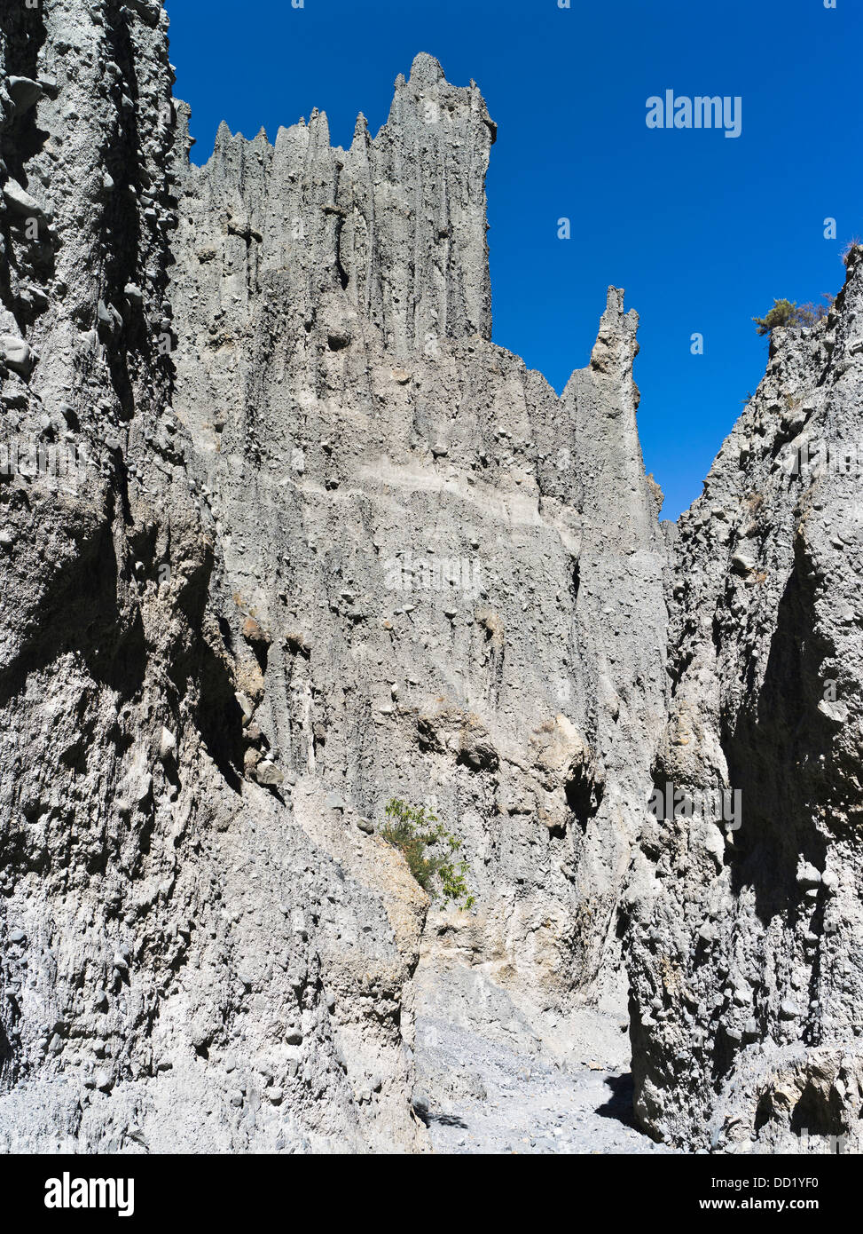 dh Putangirua Pinnacles WAIRARAPA NEW ZEALAND Geological rock formation earth pillars Aorangi Ranges valley corroding cliffs Stock Photo