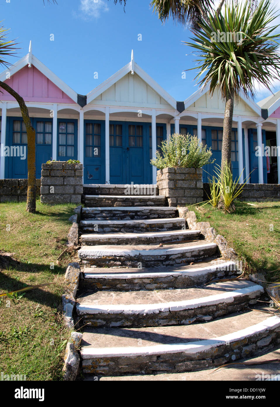 Luxury beach huts, Weymouth, Dorset, UK 2013 Stock Photo