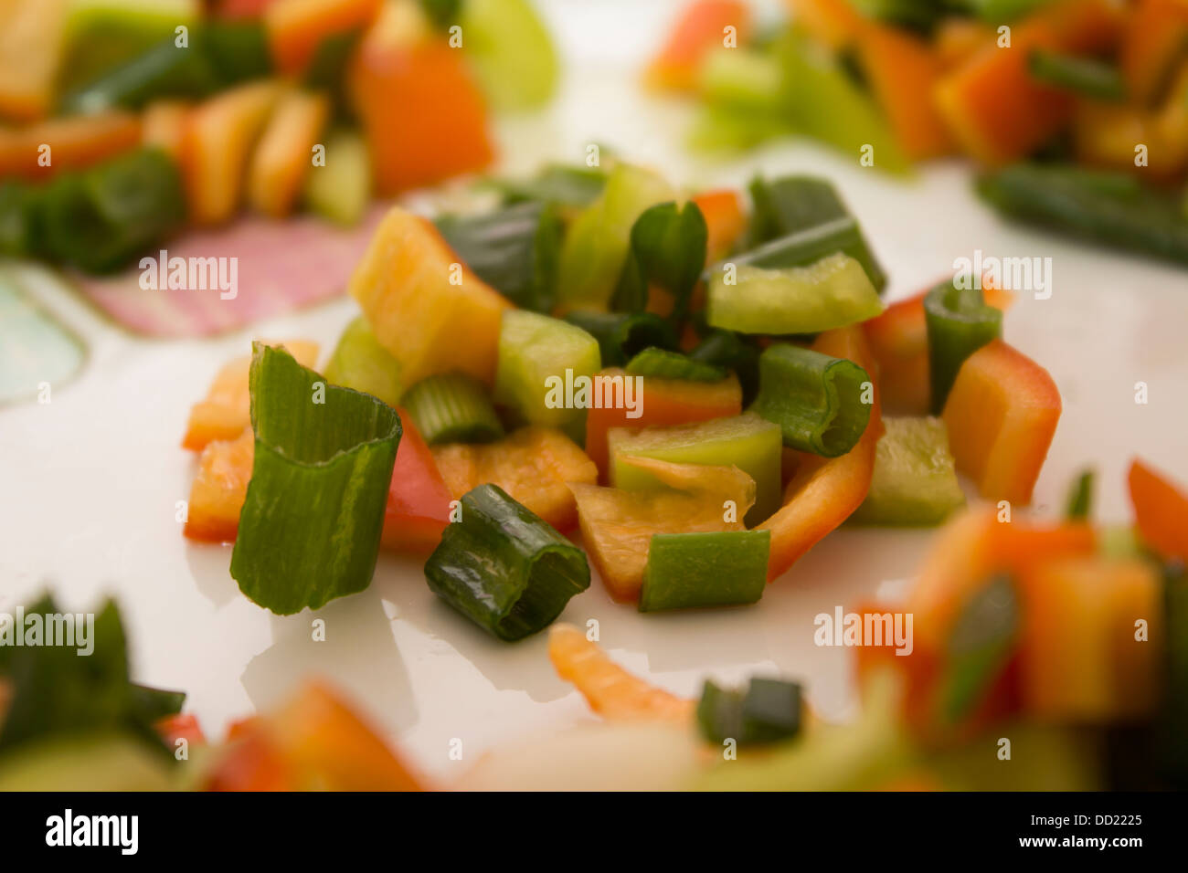 Chopped vegetables in a plate close-up Stock Photo