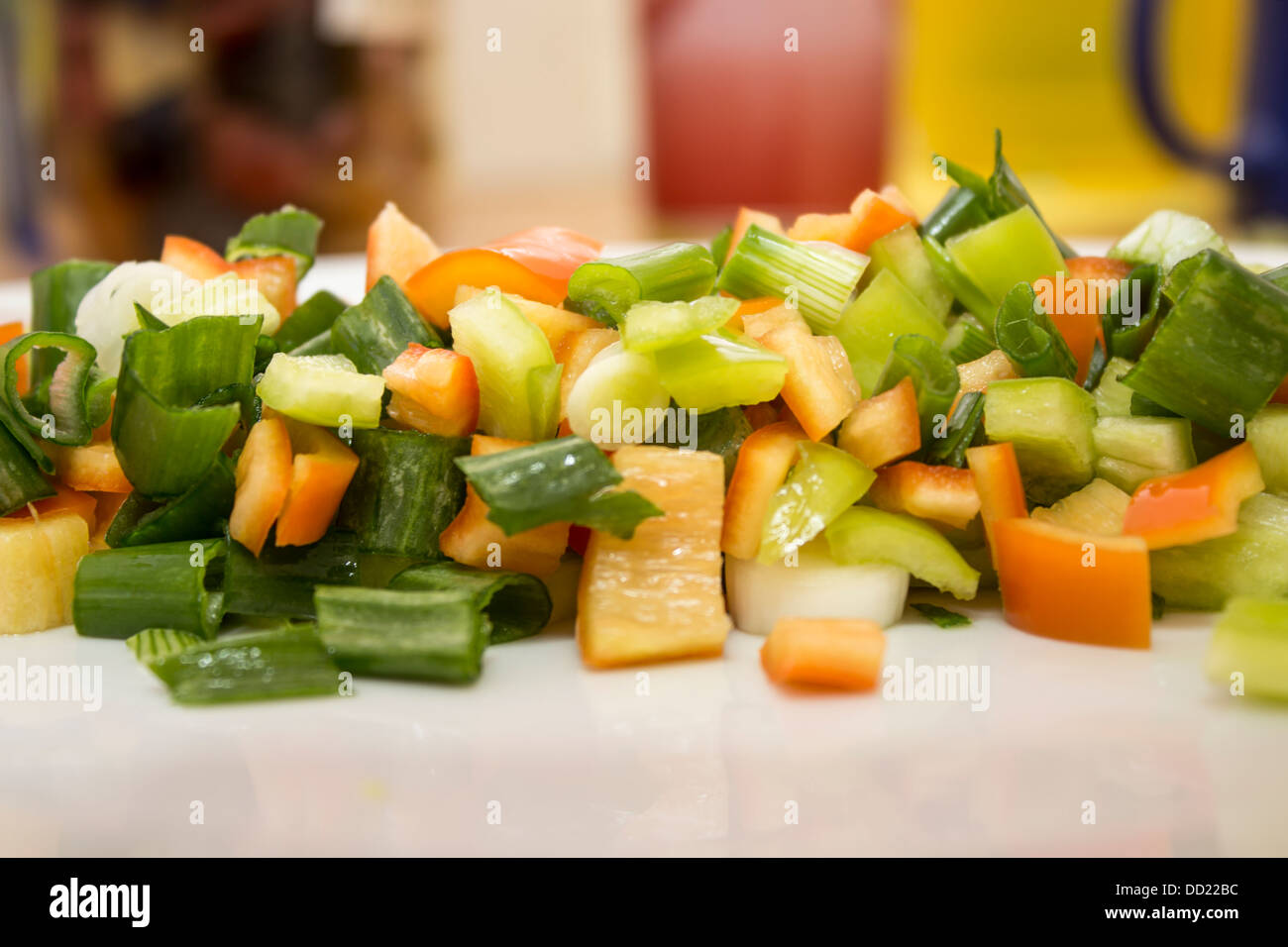 Chopped vegetables in a plate Stock Photo