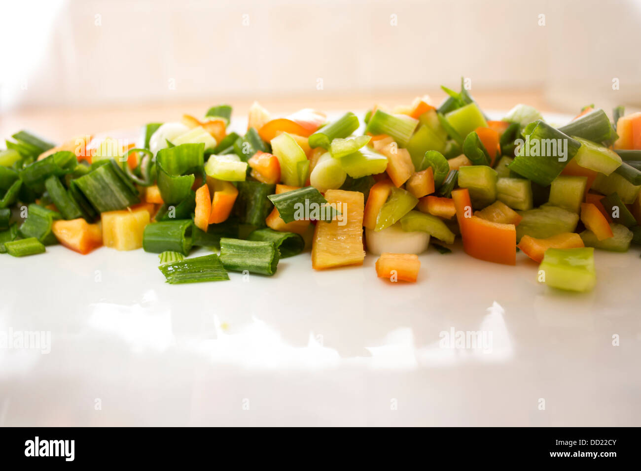 Chopped vegetables in a plate Stock Photo