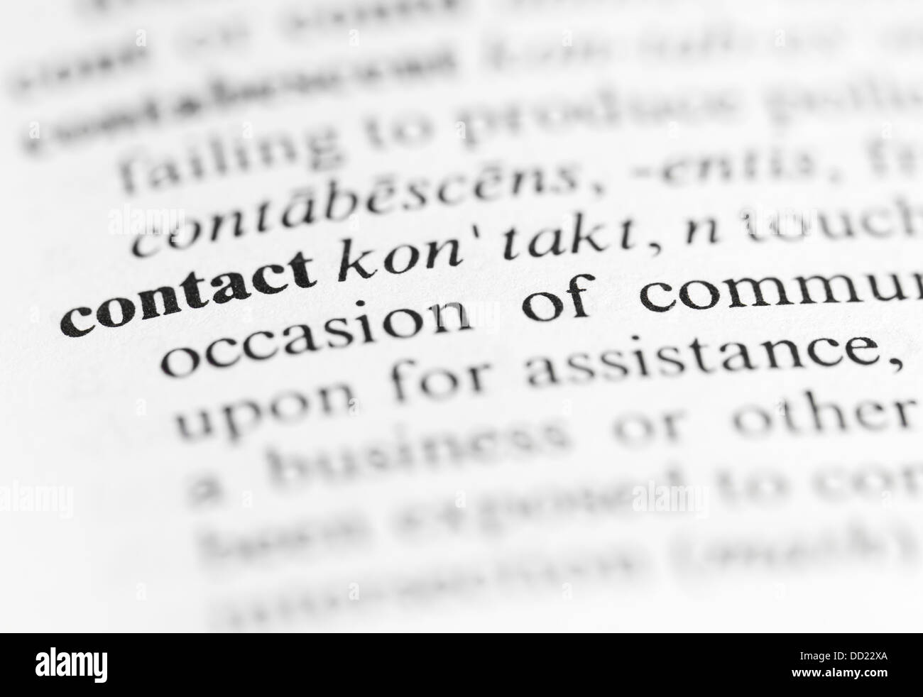 Close up of contact definition Stock Photo