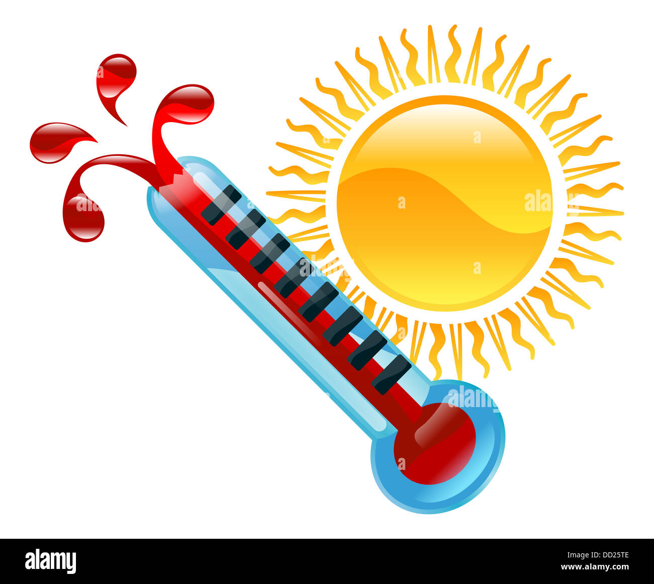 Weather icon clipart boiling hot thermometer illustration Stock Photo