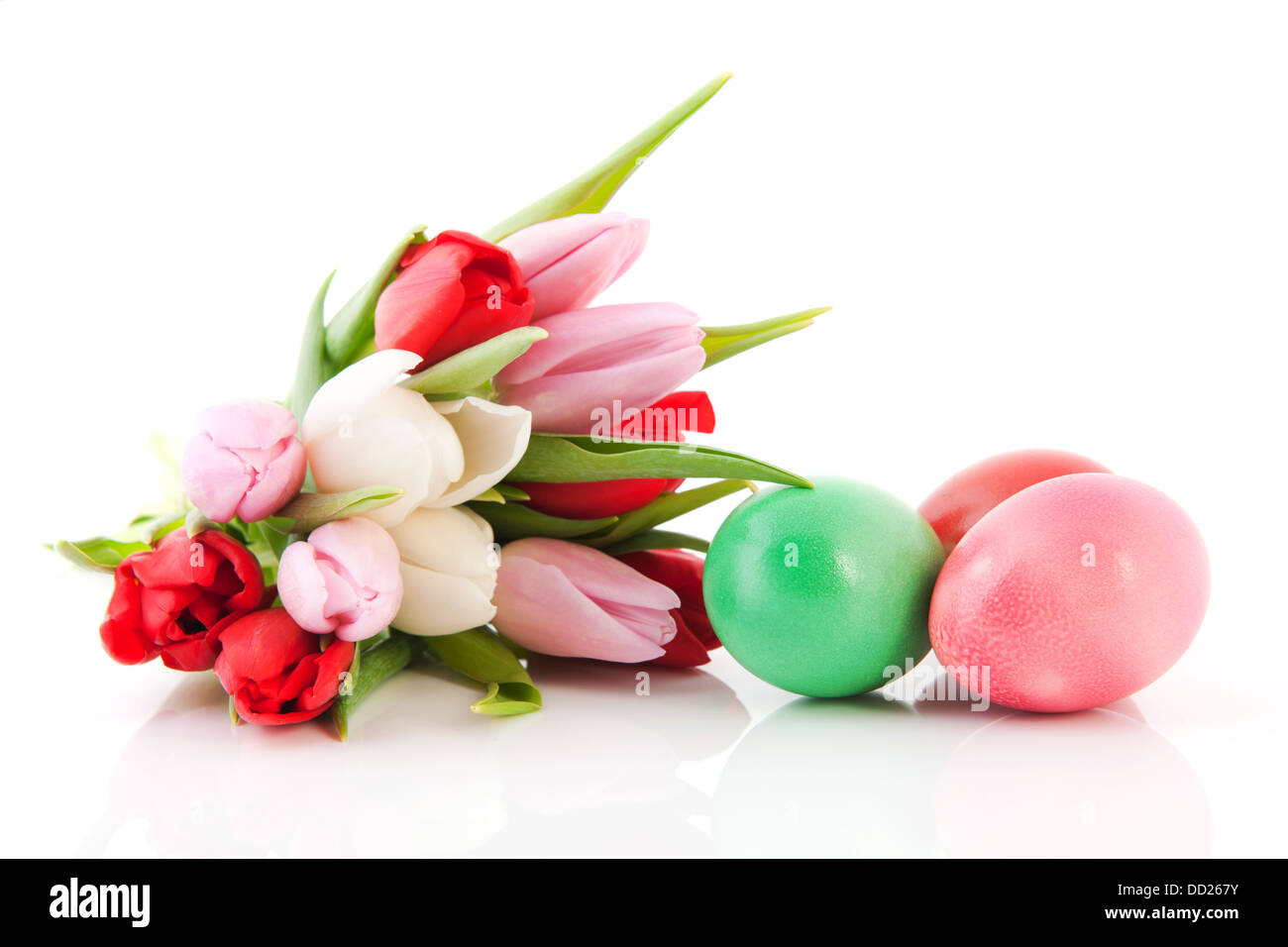 Easter eggs and tulips Stock Photo - Alamy
