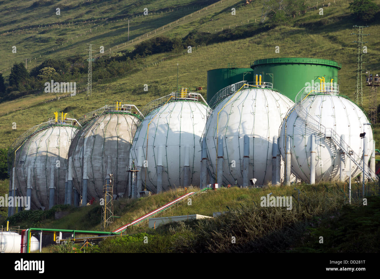 round tanks of gas Stock Photo