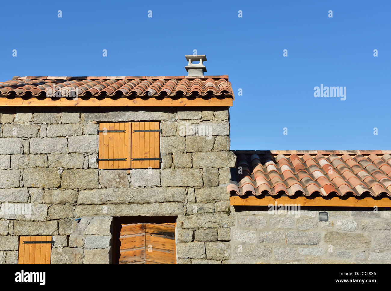Granite house, village of Zonza, Alta Rocca region, Corsica, France Stock Photo